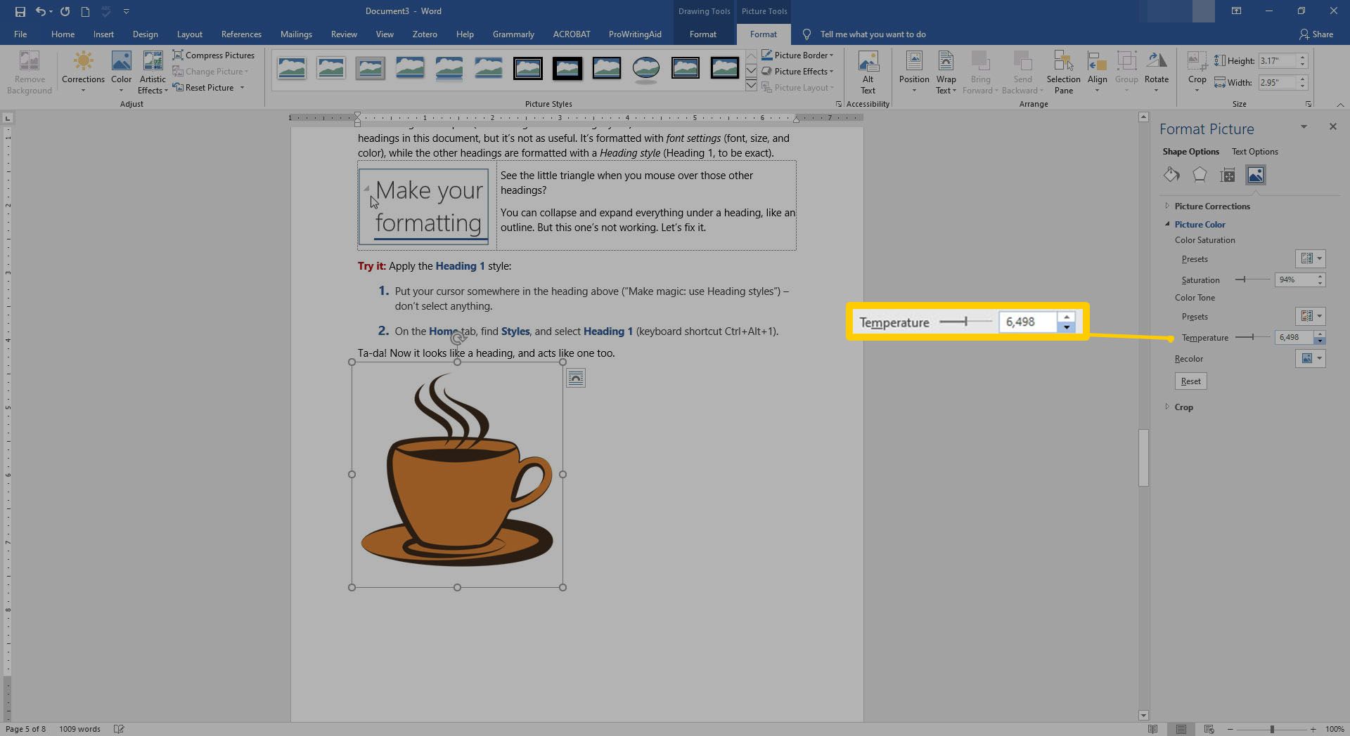 microsoft word for mac v.15.33 change the color of a template